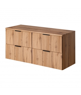 Szafka wisząca podwójna podumywalkowa w kolorze naturalnego drewna 120 x 46 cm ASTROS Light Oak z blatem
