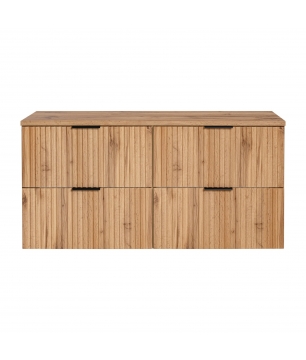 Szafka wisząca podwójna podumywalkowa w kolorze naturalnego drewna 120 x 46 cm ASTROS Light Oak z blatem