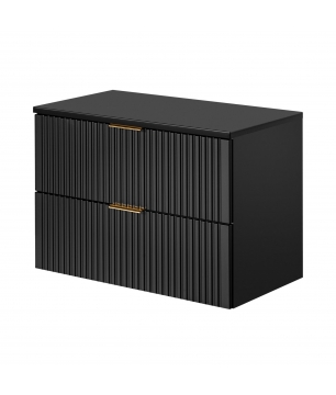 Szafka wisząca podumywalkowa czarna  mat 80 x 46 cm ASTROS Black z blatem