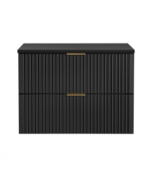 Szafka wisząca podumywalkowa czarna  mat 80 x 46 cm ASTROS Black z blatem
