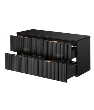 Szafka podwójna podumywalkowa czarna mat 120 x 46 cm ASTROS Black z blatem