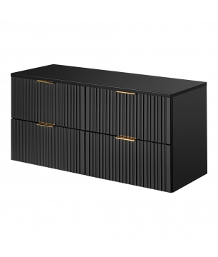 Szafka podwójna podumywalkowa czarna mat 120 x 46 cm ASTROS Black z blatem