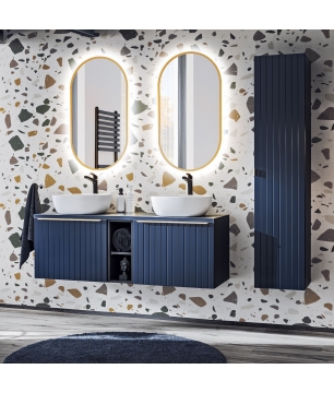 Szafka wisząca  podumywalkowa granatowa mat 60 x 46 cm LIMENI Navy z blatem