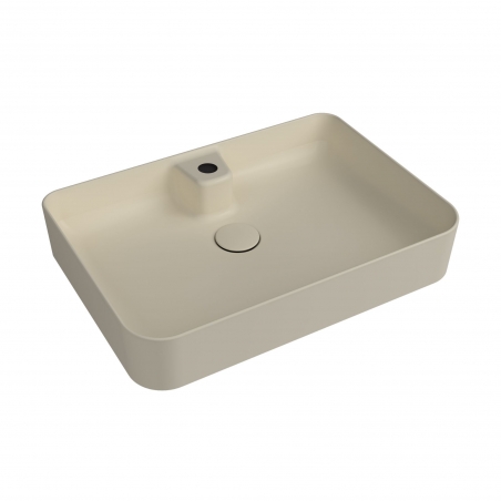 Umywalka ceramiczna nablatowa beżowa z otworem na baterie 60 x 42 cm LERA Ivory