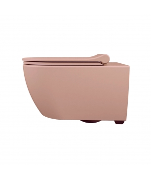 Miska WC wisząca LERA Pink – różowa, bezkołnierzowa, z deską Slim