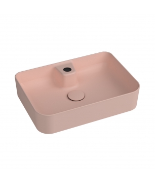 Umywalka ceramiczna nablatowa różowa z otworem na baterie 50 x 35 cm LERA pink