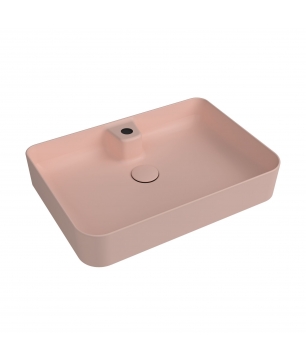 Umywalka nablatowa LERA Pink 60×42 cm – różowa, z otworem na baterię