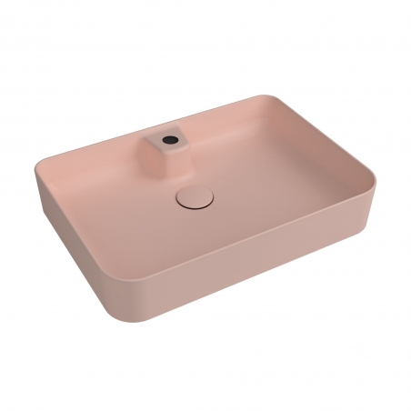 Umywalka ceramiczna nablatowa różowa z otworem na baterie 60 x 42 cm LERA pink