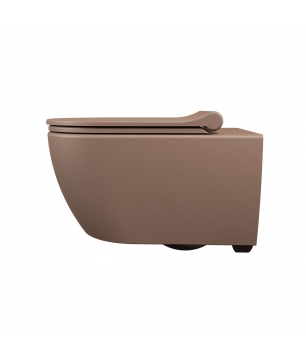 Miska WC wisząca LERA Cappuccino – brązowa, bezkołnierzowa, z deską Slim
