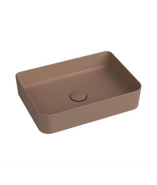 Umywalka ceramiczna nablatowa brązowa bez otworu na baterie 50 x 35 cm LERA Cappuccino