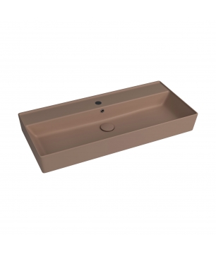 Umywalka ceramiczna nablatowa / wisząca brązowa z półką i otworem na baterie 100 x 45 cm LERA Cappuccino