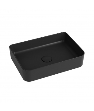 Umywalka nablatowa LERA Black 50×35 cm – czarna, bez otworu na baterię