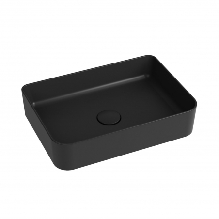Umywalka nablatowa LERA Black 50×35 cm – czarna, bez otworu na baterię
