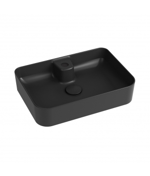 Umywalka ceramiczna nablatowa czarna z otworem na baterię 50x35 cm LERA Black