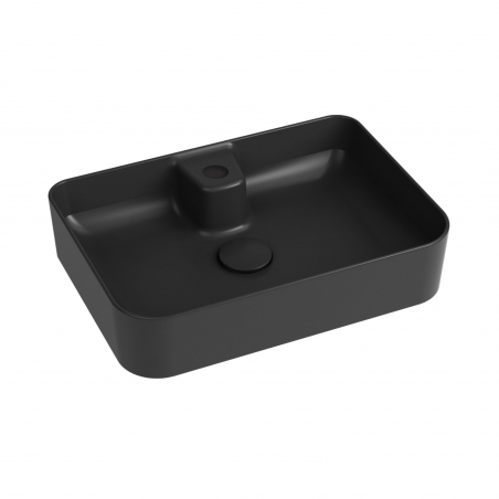 Umywalka nablatowa LERA Black 50×35 cm – czarna, z otworem na baterię
