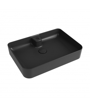 Umywalka ceramiczna nablatowa czarna z otworem na baterię 60x42 cm LERA Black
