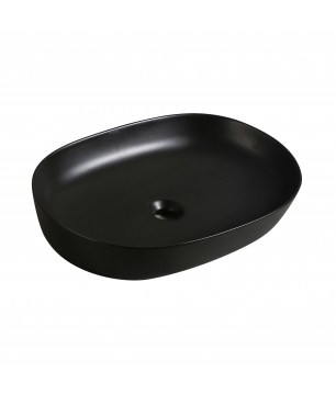 Umywalka ceramiczna nablatowa owalna czarna 60 x 41 cm VIRVE black Slim cienki rant