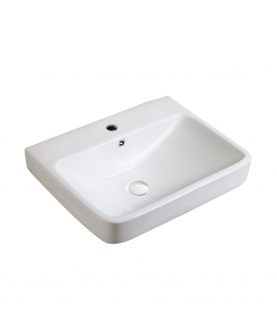 Umywalka biała wisząca prostokątna z otworem na baterię i półką 60 x 46 cm ARVETE Slim