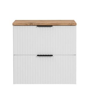 Zestaw Szafka umywalkowa biała ASTROS 60 x 46 cm White z dębowym blatem OAK