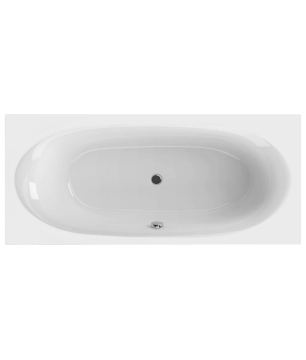 Wanna prostokątna biała 180 x 80 cm do zabudowy odpływ po środku EMBER MASSI