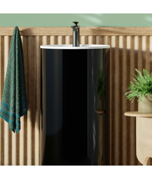 Umywalka KALMI Black Glow 87x44 – błysk elegancji w czerni