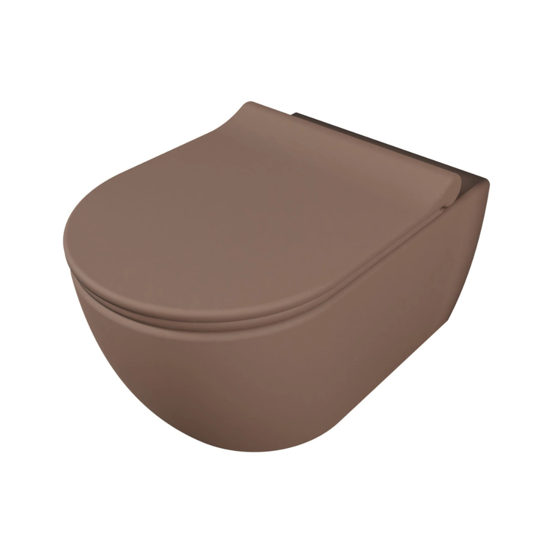 Miska wisząca WC LERA Cappuccino, której wyjątkowy design i głęboki brązowy kolor wniosą nowy wymiar elegancji i nowoczesności do Twojej łazienki.