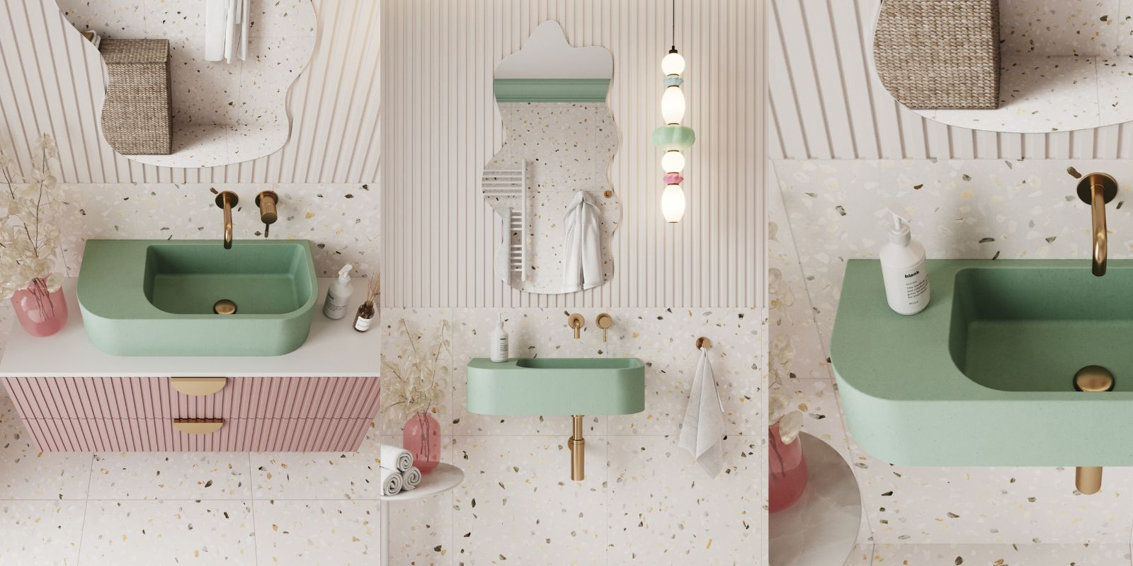 LARMO miętowa – nowoczesna umywalka betonowa w świeżym odcieniu